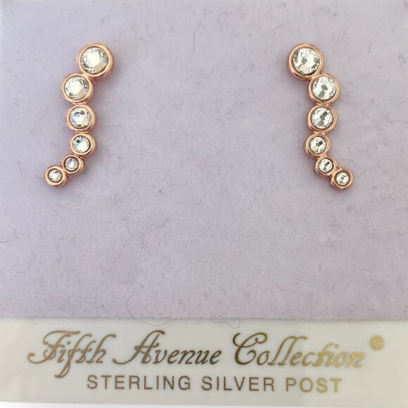 FAC Swarovski Crystal Rose Gold Tone Stud Earrrings - Picture 1 of 6